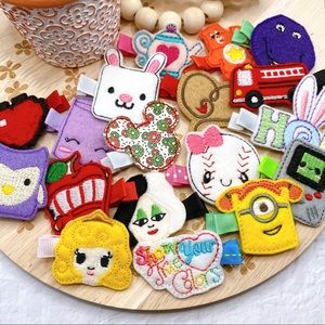 ❗️Host Pick❗️25 Embroidered Handmade Felt Hair Clips - Mystery Grab Bag Style